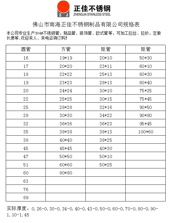 wb官网装饰管材规格表