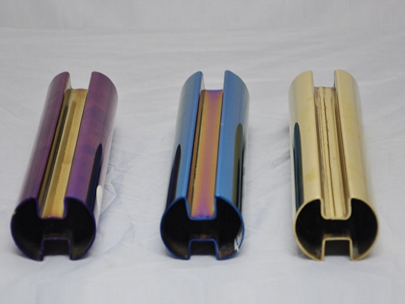 Color stainless steel double groove round tube